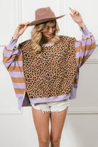 BiBi Leopard and Stripe Lavender Mixed Top