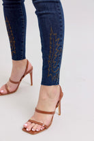 Judy Blue Dark Washed Embroidered High Rise Skinny Jeans