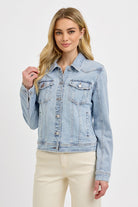 RISEN Light Wash Button-Down Classic Denim Jacket