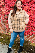 Haptics Layer Up Taupe Plaid Snap Button Quilted Puffer Vest Haptics