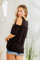 Heimish Frill Round Neck Cold Shoulder T-Shirt