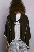 POL Black Short Sleeve Hoodie Top with Lace Detail