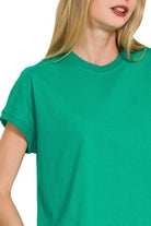 Zenana Kelly Green Premium Cotton Relaxed Crop Tee
