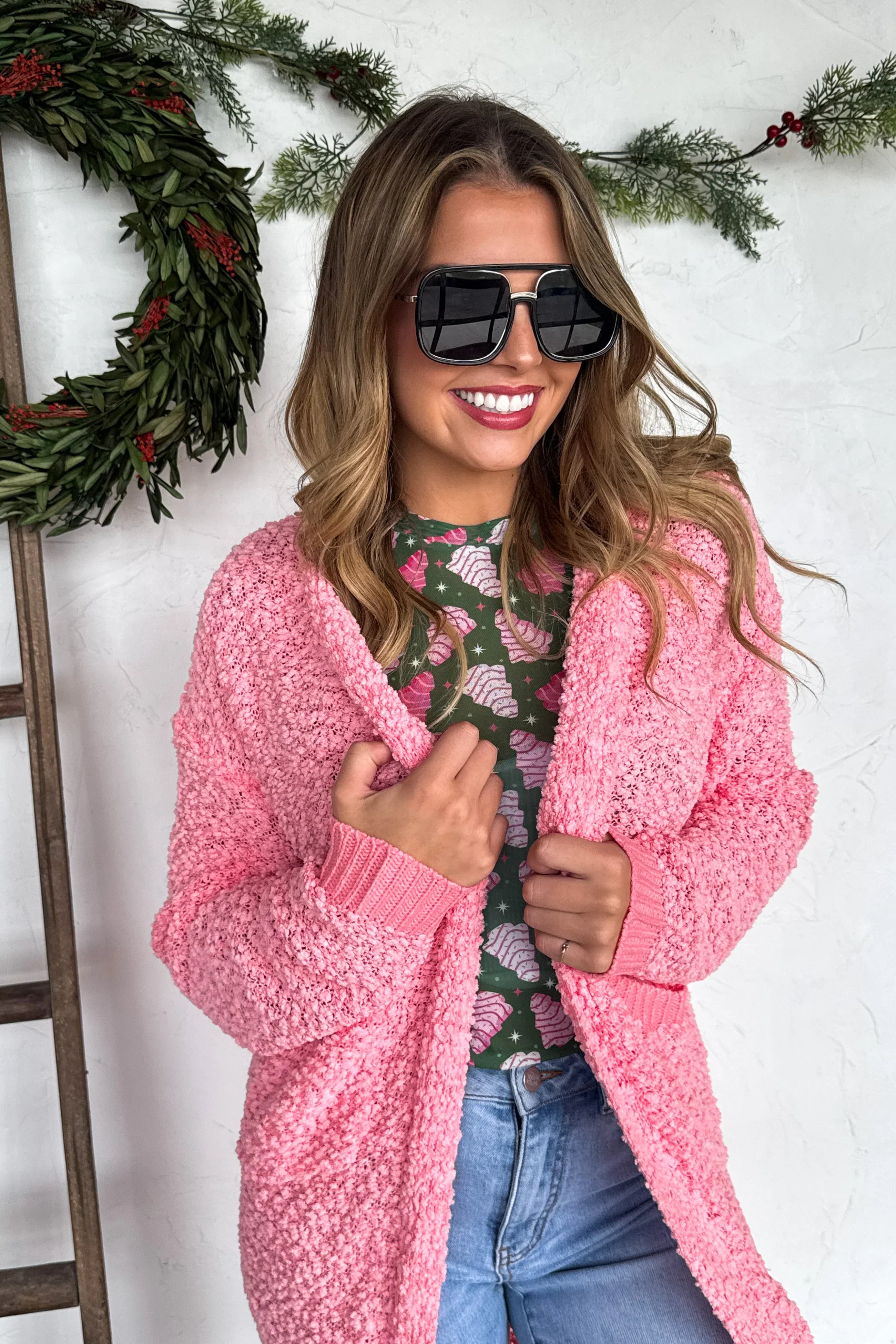 PREORDER: Blakeley Poppy Knit Popcorn Cardigan Womens