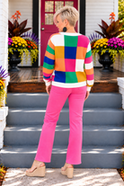 One Eleven North Manifesting Moment Checkered Color Block Sweater Sweaters