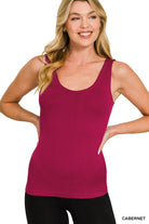 Zenana Cabernet Seamless Tank Top With Built In Bra CABERNET