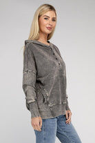 Zenana French Terry Acid Washed Kangaroo Pocket Hoodie ZENANA