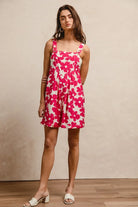BiBi Floral Prints Tuck Detail Short Overall With Pockets