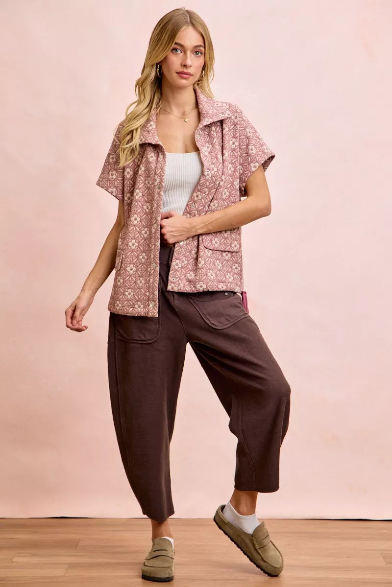 BiBi Vintage Mocha Washed Terry Pants with Pockets