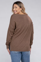 Zenana Plus Garment Dyed Front Seam Sweater ZENANA