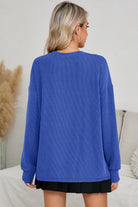 Bluing Corded Ribbed GAME DAY Graphic Long Sleeve Top Shewin