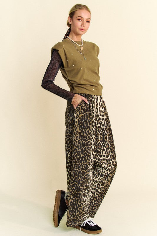 Davi & Dani Leopard Wide Leg Pants Pants