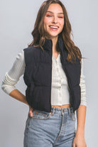 Love Tree Zip Up Turtleneck Cropped Vest Coat Trendsi