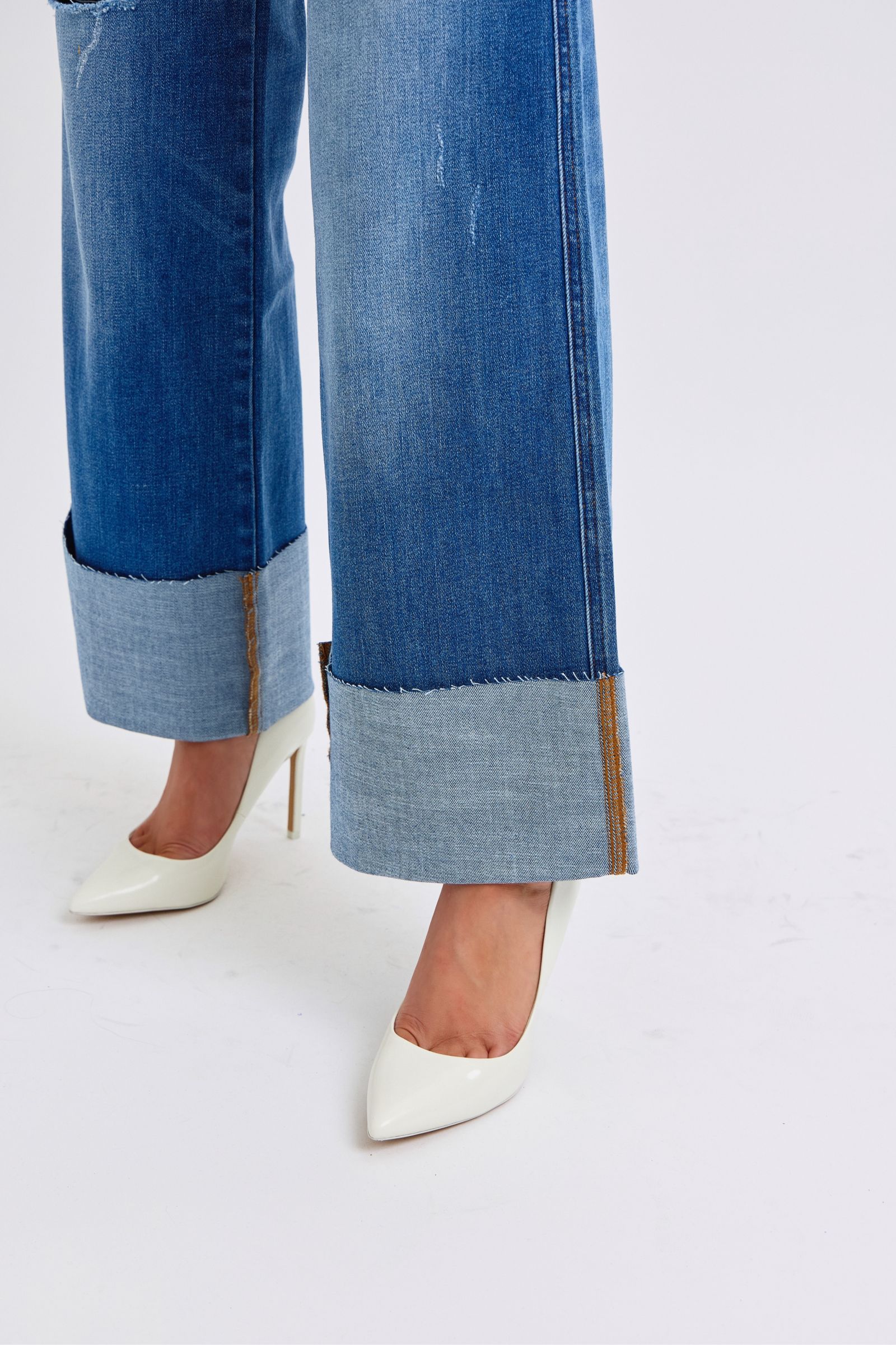 Judy Blue Retro High Waist Wide Leg With Cuff Jeans Jeans