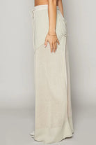 POL Oatmeal Drawstring Color Block Wide Leg Knit Pants