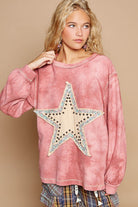 POL Mulberry Washed Star Patch With Studded Top Trendsi