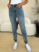 Judy Blue Mid Rise Rigid Magic Release Hem Jeans Trendsi