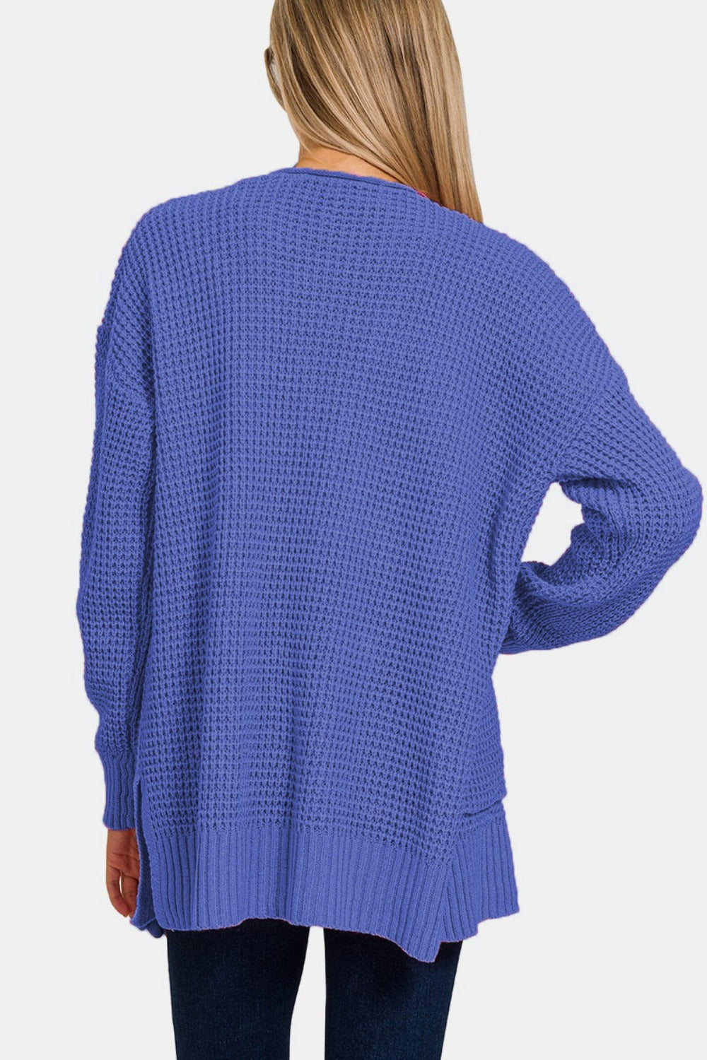 Zenana Marlin Waffle Open Front Sweater Cardigan