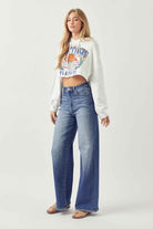 Risen Dark Washed High Rise Wide Leg Jeans Trendsi