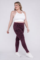 Zenana Plus Size Mineral Wash Yoga Leggings ZENANA