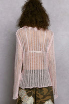 POL Baby Pink Openwork Round Neck Knit Cover Up