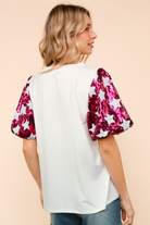 Haptics Color-blockStar Power Sequin Pink Sleeve Top