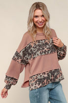 Haptics Taupe & Olive Soft Camo/Leopard Knit Top