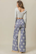 BiBi Dusty Lavender Flower Printed Side Pocket Wide Pants