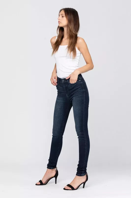 Judy Dark Washed Blue High Waist Washed Skinny Jeans