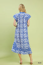 Umgee Abstract Two Tone Print Midi Dress