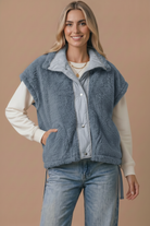 Haptics Snuggle Season Sherpa Vest in Slate