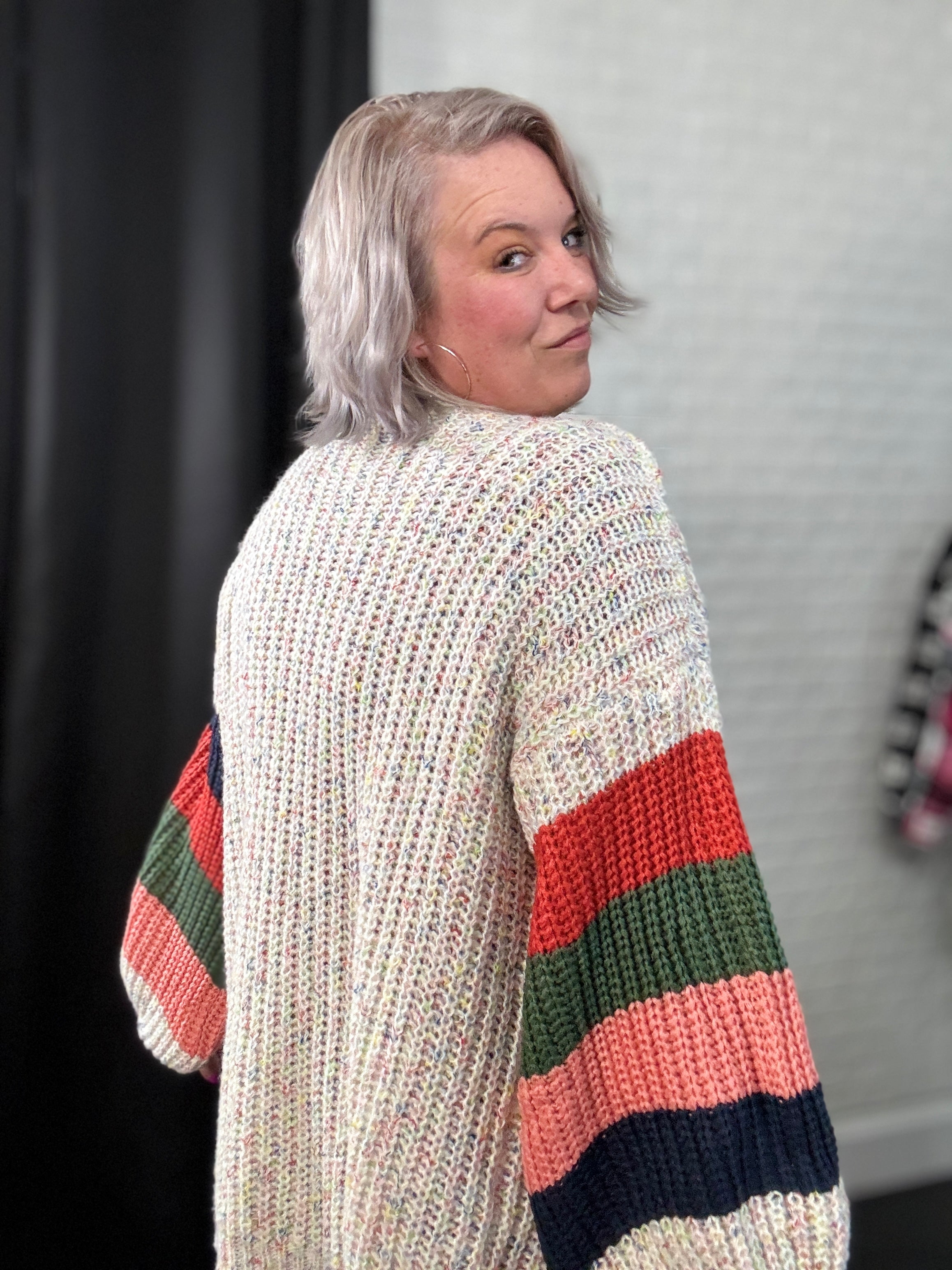 Haptics Multi Color Oversized Sweater Open Cardigan Ave Shops