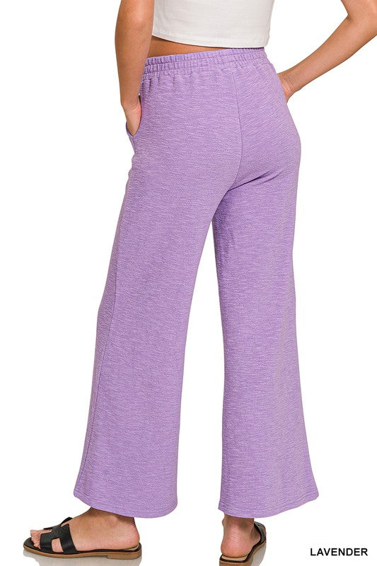 Zenana Dusty Blue Cotton Slub Top & Pants Set