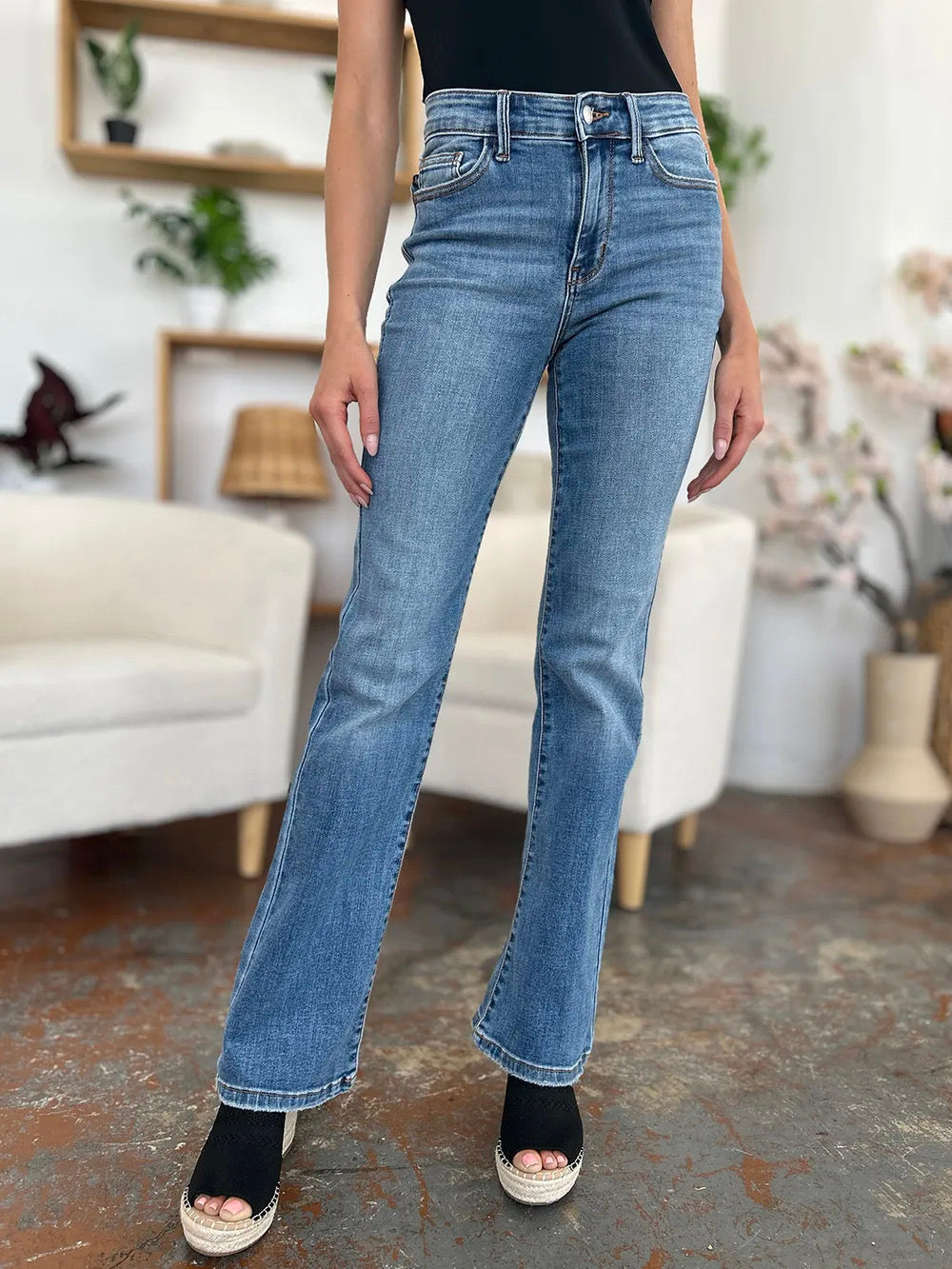 Judy Blue High Waist Straight Jeans Medium Trendsi