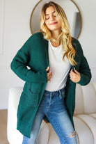 Haptics Hunter Green Striped Knit Open Cardigan Haptics