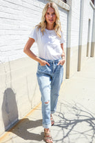 Judy Blue High-Rise Boyfriend Cuffed Hem Star Pocket Jeans