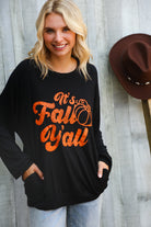 BiBi It's Fall Y'all Pocketed Black Pullover