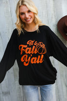 BiBi It's Fall Y'all Pocketed Black Pullover