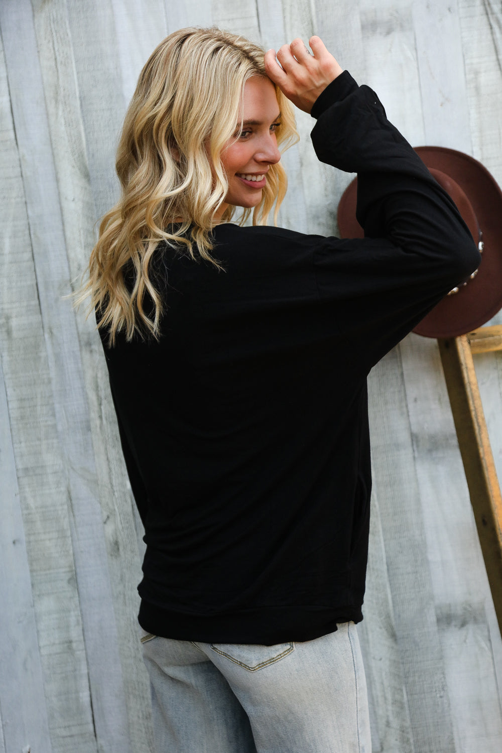 BiBi It's Fall Y'all Pocketed Black Pullover