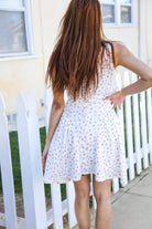 Kori America Ivory Checker & Floral Print Ribbon Tie Sleeveless Dress
