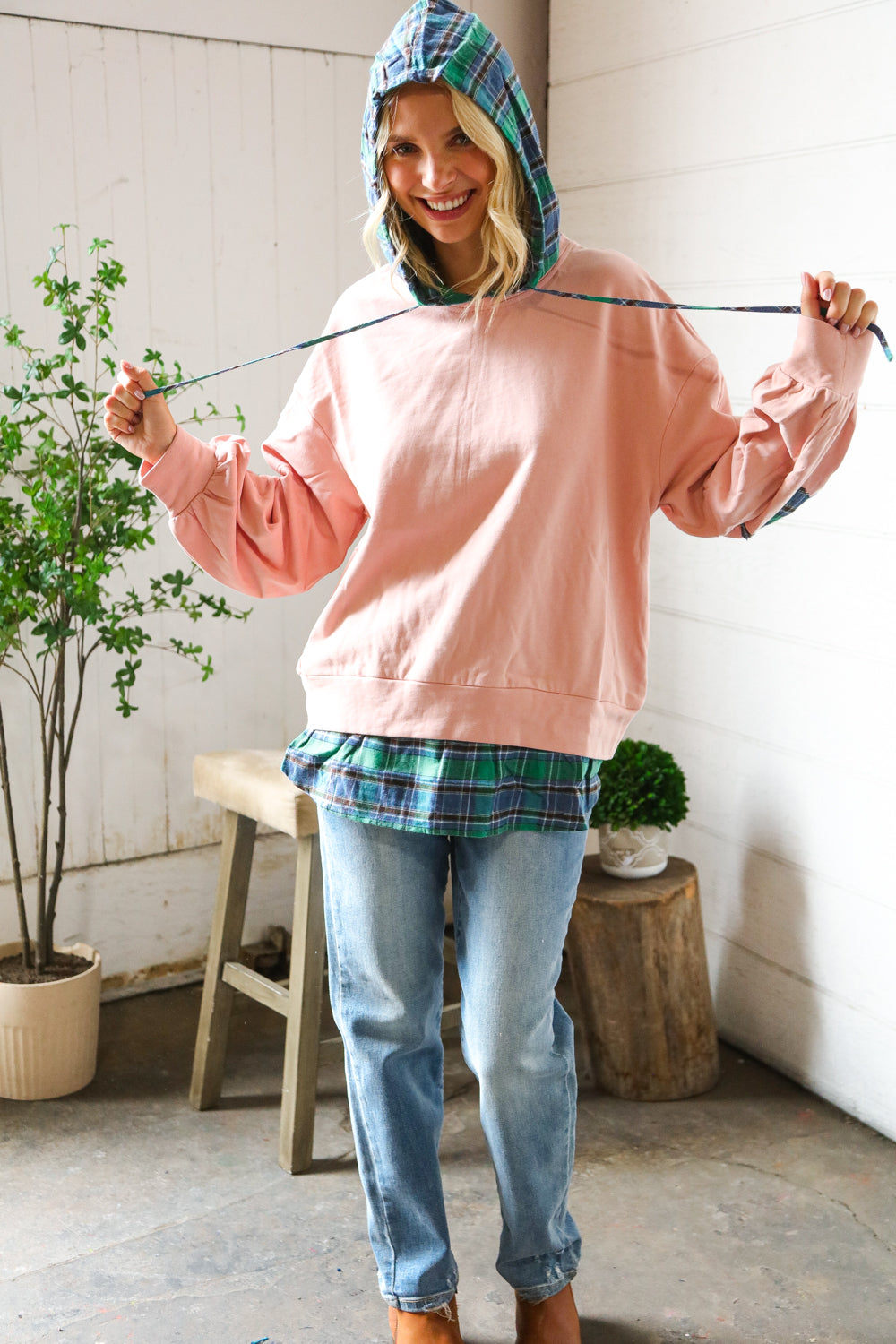 Fantastic Fawn One Starry Night Flannel Hoodie with Elbow Detail