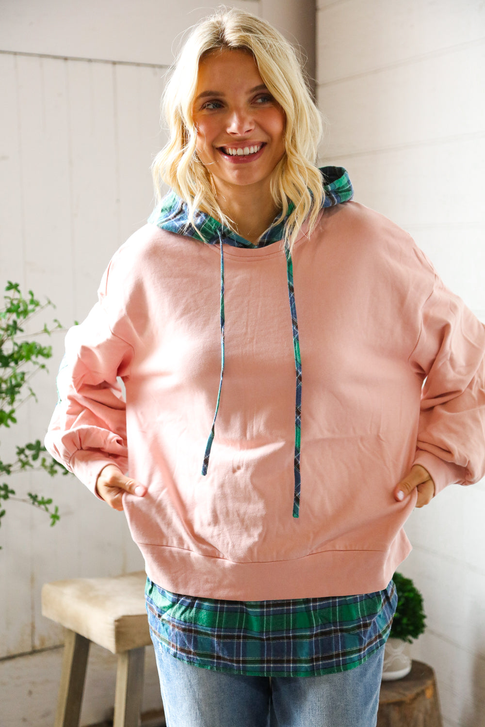 Fantastic Fawn One Starry Night Flannel Hoodie with Elbow Detail