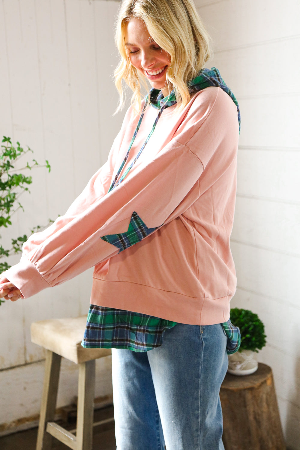 Fantastic Fawn One Starry Night Flannel Hoodie with Elbow Detail