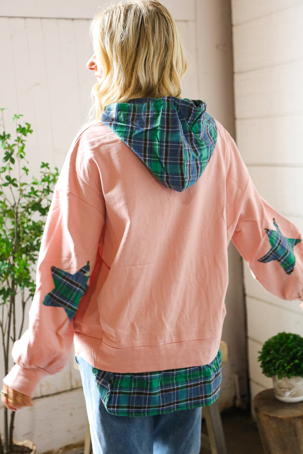 Fantastic Fawn One Starry Night Flannel Hoodie with Elbow Detail