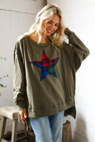 Fantastic Fawn Plaid Star Olive and Pullover Large