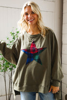 Fantastic Fawn Plaid Star Olive and Pullover
