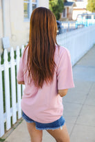 Haptics Pink Pop-Up Embroidered "HOWDY" Ribbed Top Shirts & Tops