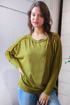 Reborn J Long Sleeve Loose Fit Top in Green Moss