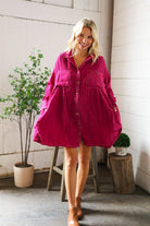 Peach Love California Flare Cotton Rhinestone Shirt Dress