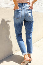 Judy Blue High-Rise Boyfriend Cuffed Hem Distressed Jeans